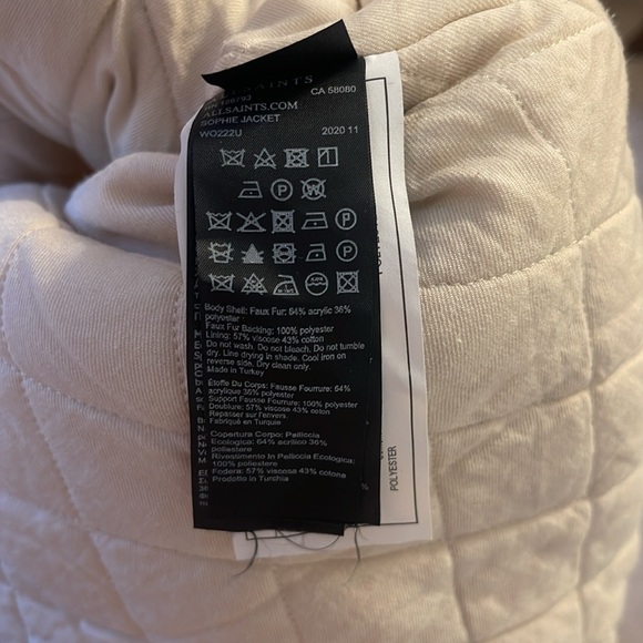 Allsaints US6 dark cream heavy sherpa button-down shacket coat - Picture 8 of 8